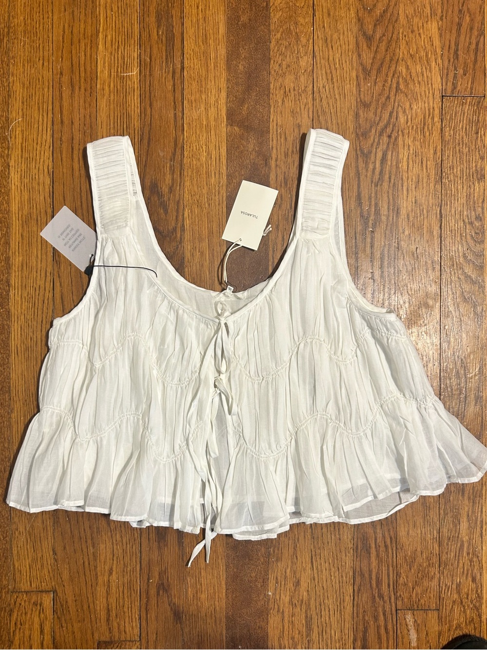 Tularosa White Ruffle Tie-Front Camisole